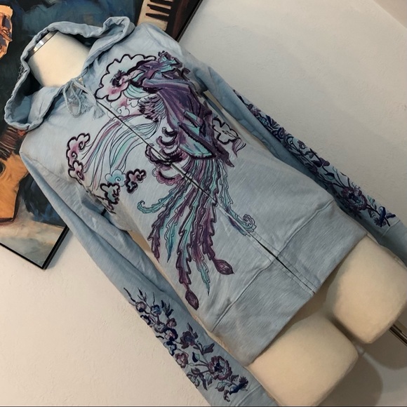 Lucky Brand Hoodie NWT Jacket Embroidered-Detail Zipper-Front L-Sleeve Size Med - Picture 9 of 10